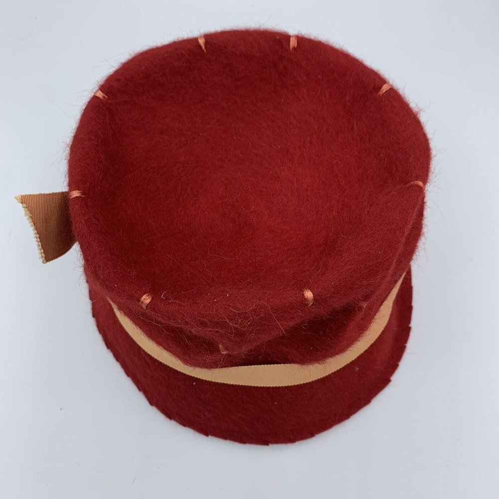 Vintage 50s Terry Sales Corporation Hat 100% Wool Shagfelt With Tafta Ribbon MCM - Picture 6 of 9